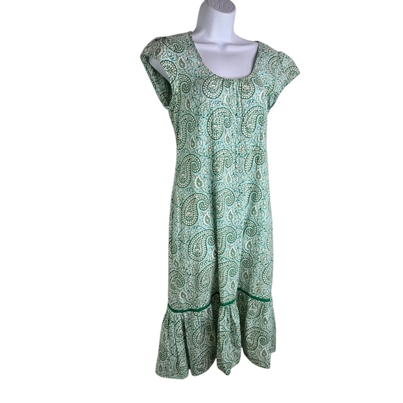Mata Traders Green Paisley Floral Indian Block Print Cotton Dress - Picture 1 of 7